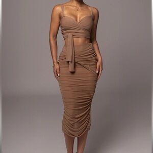 Pecan Extend Your Stay Skirt Set